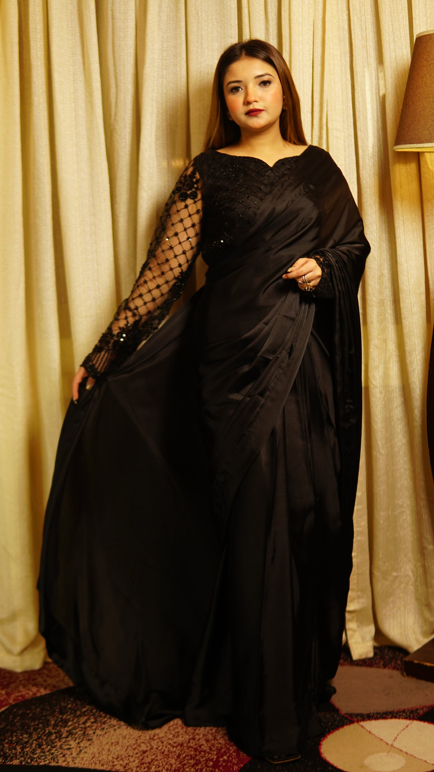 Black Katdana Silk Saree