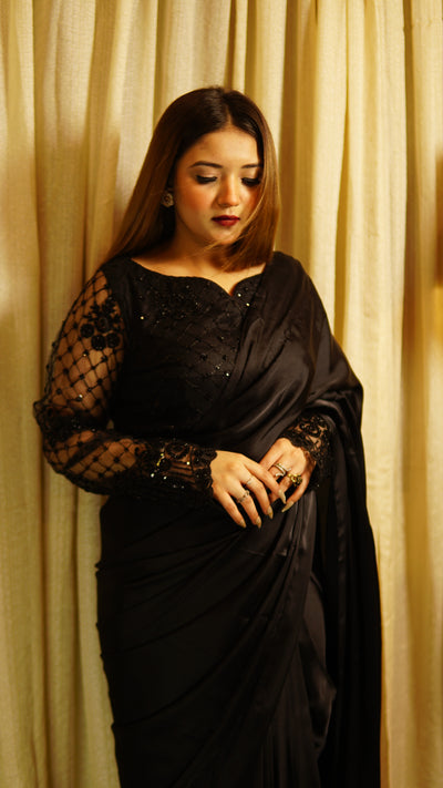Black Katdana Silk Saree