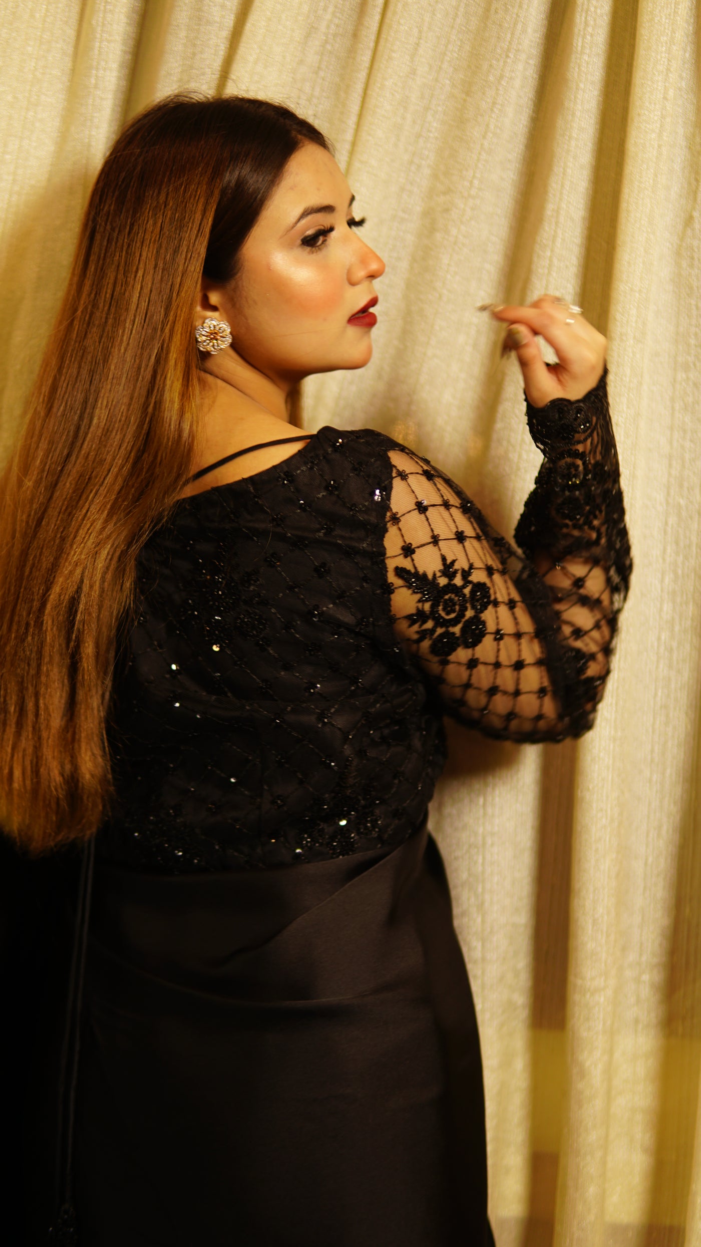 Black Katdana Silk Saree