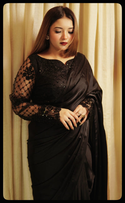 Black Katdana Silk Saree