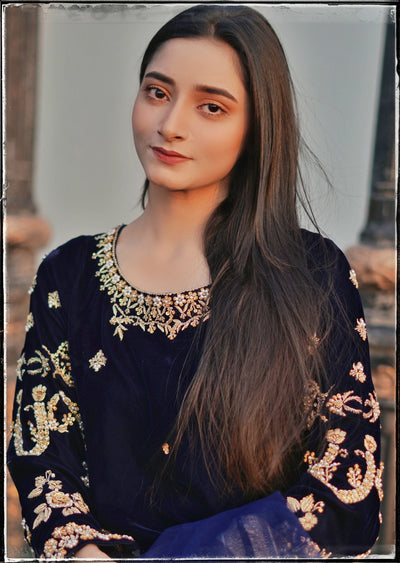 Rich Navy Blue Velvet 3-Piece Suit