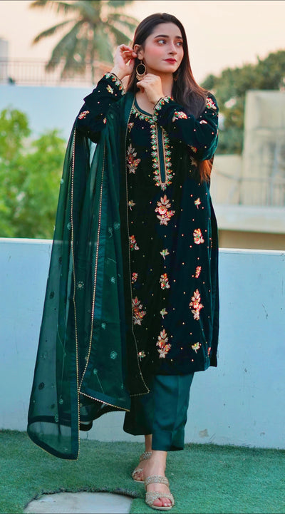Rich Green Velvet 3-Piece Suit