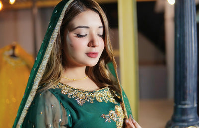 Aabroo – Green Gharara Set (3-Piece)